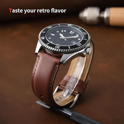 Fullmosa Watch Bands,18mm 19mm 20mm 22mm 24mm Quick Release Leather Watch Band Strap - Burnished Leather Watch Band Vintage Wristband
