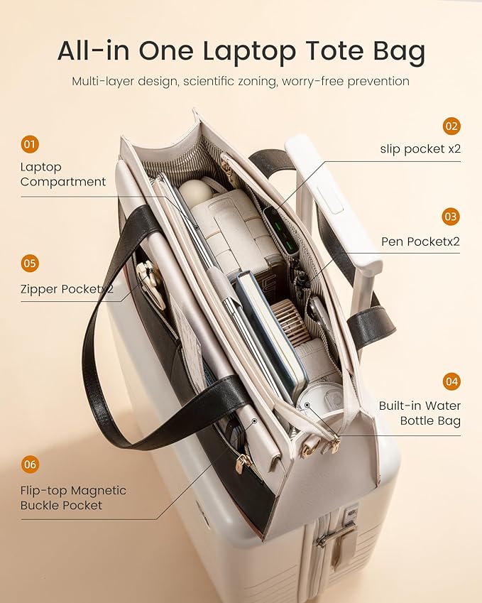 LOVEVOOK Laptop Bag for Women 15.6 Inch Laptop Tote Work Bag Professional Leather Computer Briefcase Waterproof Handbag Shoulder Bag Large Capacity Business Teacher Office Bag Crossbody Purse