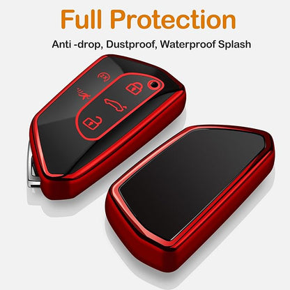 Sindeda for Volkswagen Key Fob Cover with Keychain Soft Full Protection Key Shell Key Case Compatible with VW MK8 Golf/GTI Skoda Octavia (Red)