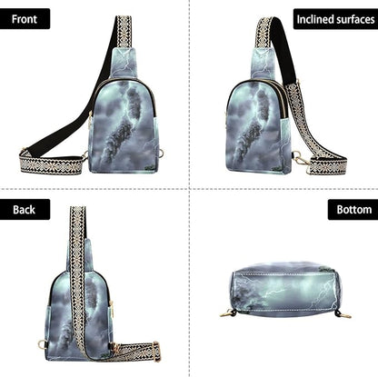 ZAZYXTJ Lightning Tornado Crossbody Sling Bag for Women Leather Small Chest Bag Adjustable Straps Daypack for Travel Sport Hiking