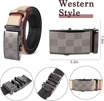 Aurolran Men&Womens Leather Dress Belt Business Automatic Buckle Belt Color-Black Silver Gold