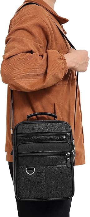 Leather Messenger Bag for Men Large Business Travel Briefcase Crossbody Handbag Man Purse Sling Shoulder Bag