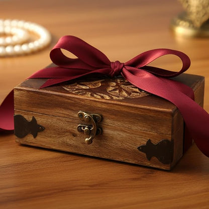 Handmade Wooden Jewelry Box with Tree of Life Engraving – Antique Handcarved Keepsake Organizer for Women & Men | Solid Wood Storage Box for Jewelry, Trinkets, Gifts & Home Décor