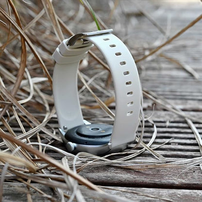 BISONSTRAP Silicone Watch Bands, Slim Watch Straps with Quick Release, 19mm, Ivory (Beige) with Silver Buckle