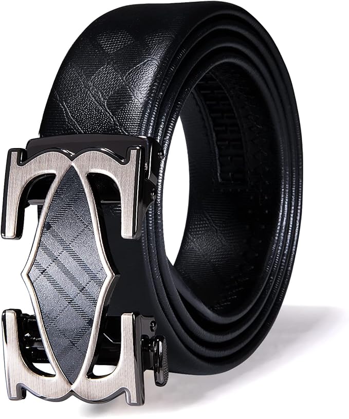 Dubulle Designer Ratchet Belt for Men Leather Fashion Adjustable Automatic Buckle Sliding Removable Dress Casual