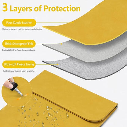 HYZUO 13 Inch Laptop Sleeve PC Case for MacBook Pro 13 M2 M1 2026-2016, 13" MacBook Neo 2026 A3404, MacBook Air 13 M5 A3449 M4 M3 M2 M1 2026-2018, 13" iPad Pro/Air, Surface Pro, XPS 13, OliveYellow