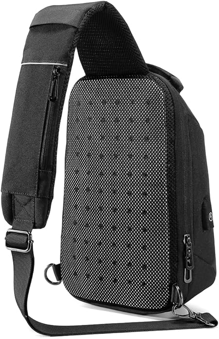 Hebetag Leather Sling Bag Crossbody Backpack for Men Women Travel Outdoor Camping
