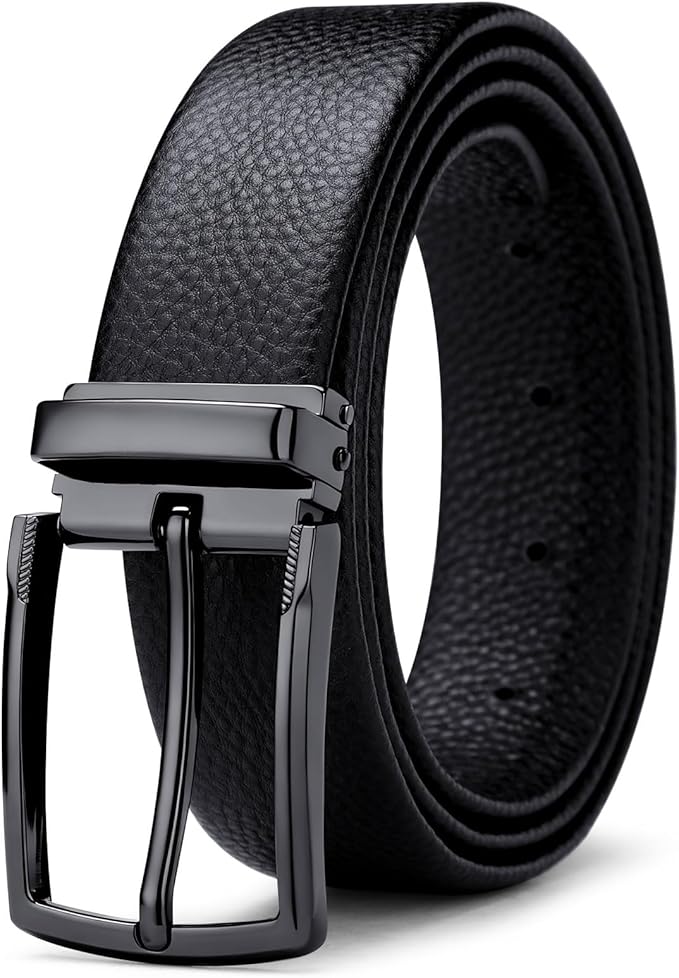 Men's Genuine Leather Dress Belt, 1.38" Wide, Premium Cowhide Business Casual Belt, Classic Design for Work and Formal Wear