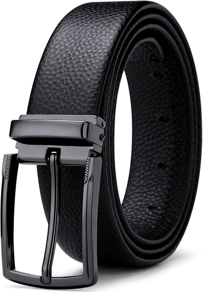 Men's Genuine Leather Dress Belt, 1.38" Wide, Premium Cowhide Business Casual Belt, Classic Design for Work and Formal Wear