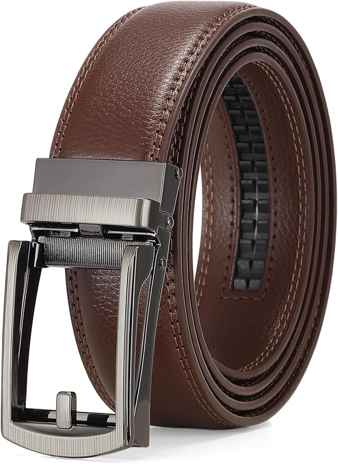 SENDEFN Men's Leather Dress Casual Belt 1 3/8" Automatic Adjustable Click Buckle Belts with Gift Box