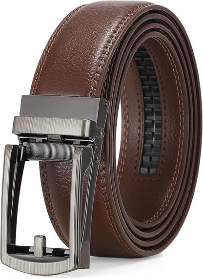 SENDEFN Men's Leather Dress Casual Belt 1 3/8" Automatic Adjustable Click Buckle Belts with Gift Box
