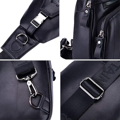 Hebetag Leather Sling Bag Crossbody Backpack for Men Women Outdoor Travel Shoulder Chest Pouch Casual Hiking Pack