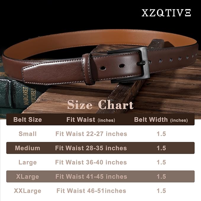 XZQTIVE TSA Belt For Men Metal Free Dress Belts Hypoallergenic Leather Belt With Black Buckle Nickle Free