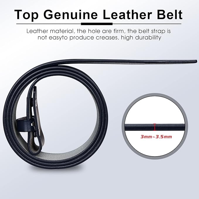 HJones Western Belts for Men without Buckle,Cowboy Belt Buckles for Men,1.5" Wide Genuine Leather Belt No Buckle