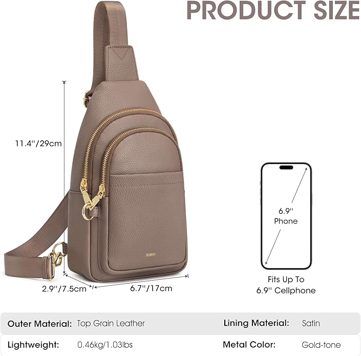 Kattee Sling Bag for Women, Leather Fanny Packs Crossbody Purse, Small Chest Bag for Travel with RFID Blocking