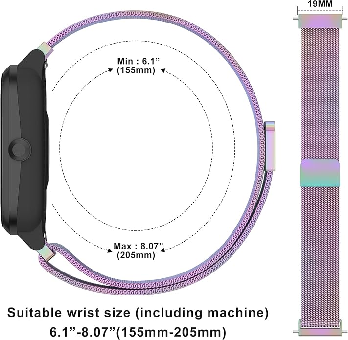 Vanjua 18mm 19mm 20mm 22mm Watch Band Quick Release Replacement Wristbands, Stainless Steel Metal Mesh Loop Adjustable Magnetic Replacement Straps Bands for Men Women