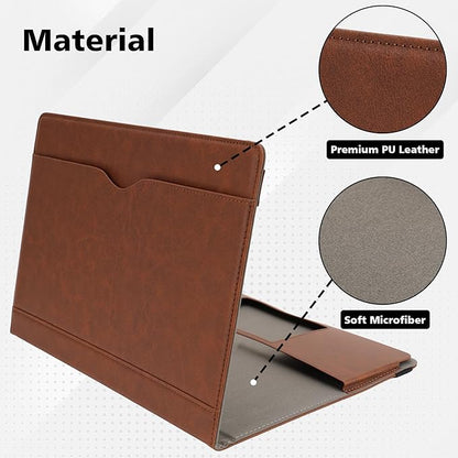 TYTX Compatible with MacBook Air 13 Inch Leather Case, for Model A2337 M1 A2179 A1932 2018-2021 Retina Display Touch ID, PU Leather Laptop Case with Pocket for Papers and Pen Holder, Dark Brown