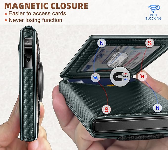 BULLIANT Men Wallet Gift Boxed,Slim Front Pocket Wallet Money Clip Card Holder 3.8"x2.7",Pop-up Access