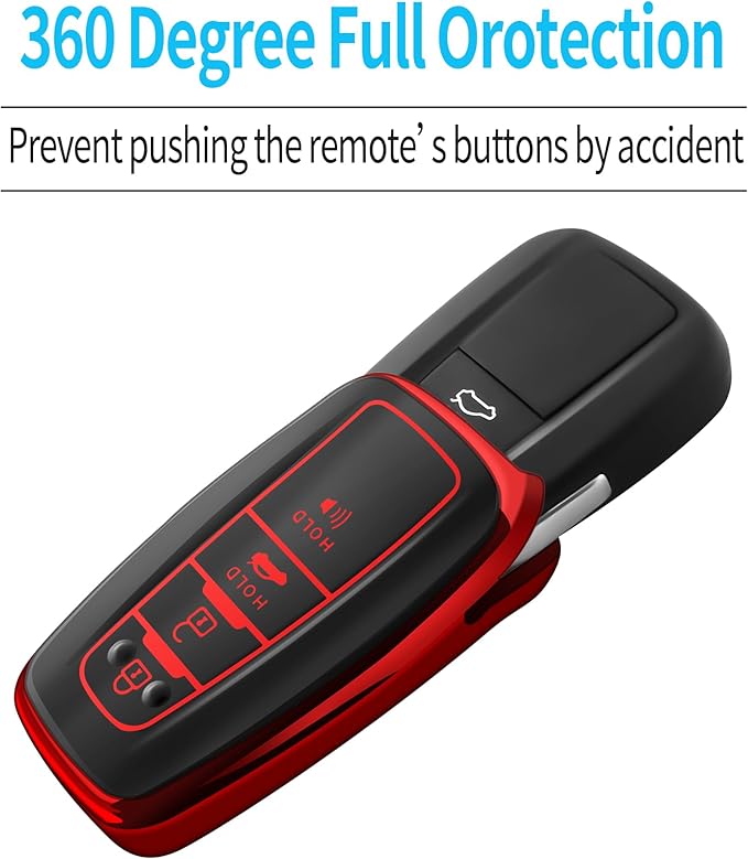 Tukellen for Toyota Key Fob Cover with Keychain,Special Soft TPU Key Case Protector for 2019-2025 RAV4 2020-2022 Highlander Corolla Prius,2018-2024 Camry Avalon C-HR GT86-Red