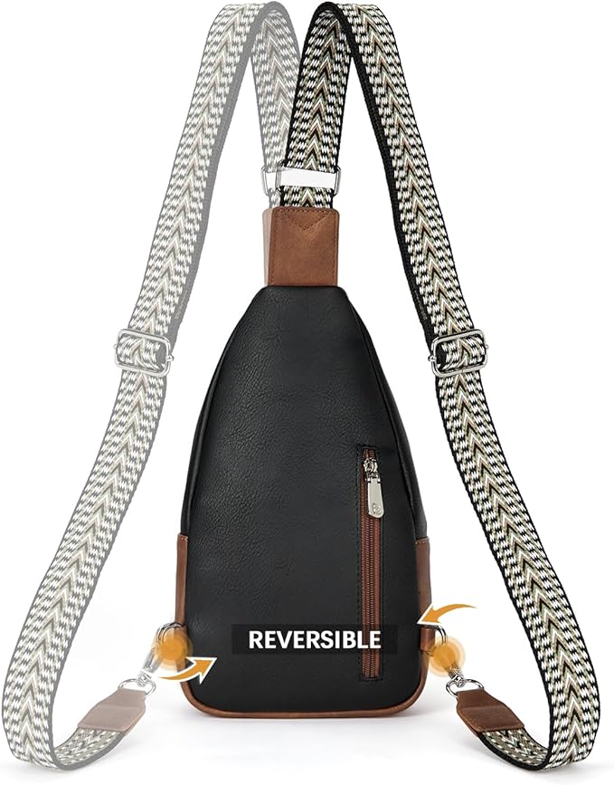 BOSTANTEN Sling Bag for Women Leather Crossbody Bag Vintage Cross Body Purse for Travel with Guitar Strap, Bohemian Style