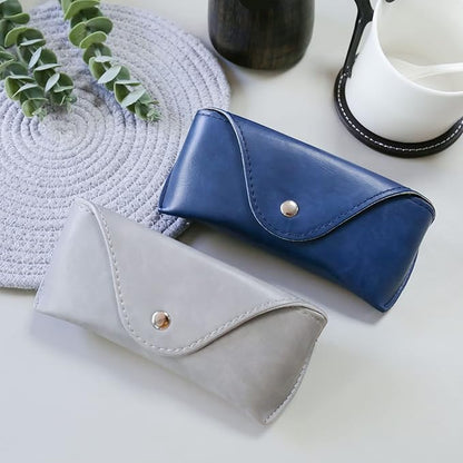LogHog Portable Leather Glasses Case,Flexible Sunglasses Pouch Slim Case for Women Men Horizontal Eyeglass Case
