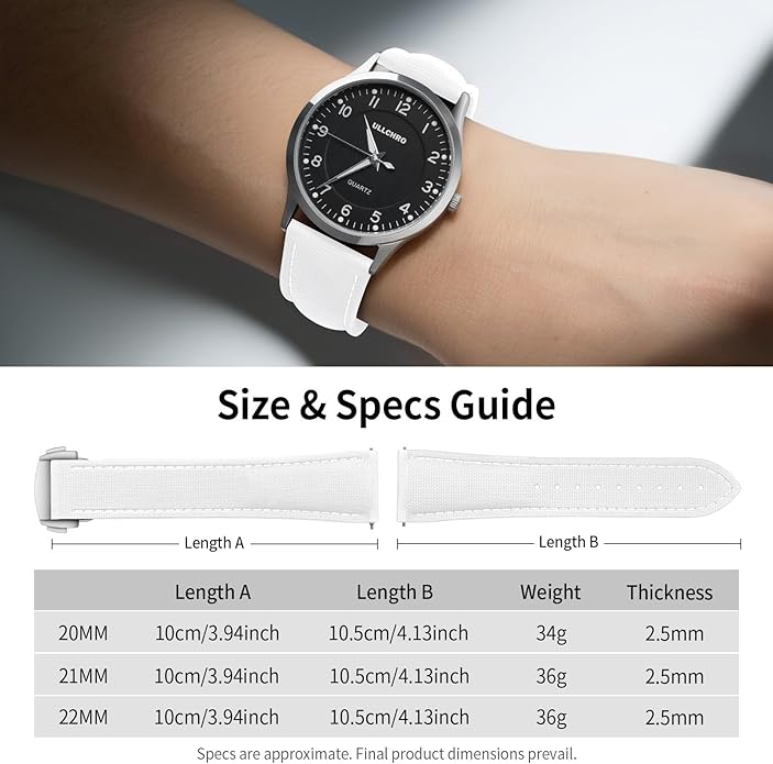 ULLCHRO Watch Strap Watch Band 20mm 22mm Man Waterproof Quick Release Bands Sport Replacement Strap Soft FKM Rubber Watchband