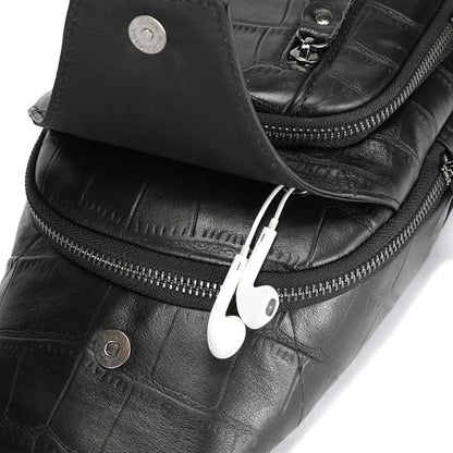 Sling Bag for Men Genuine Leather Chest Bag Crossbody Backpack Travel Hiking Outdoor Sports