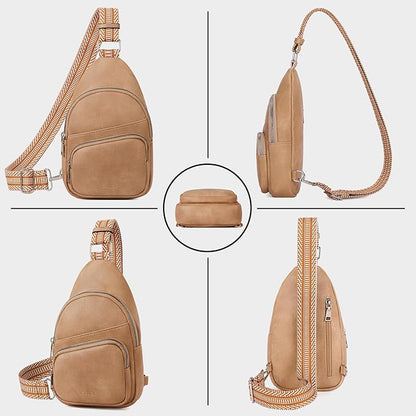 CLUCI Small Sling Bag for Women, Vegan Leather Fanny Pack Crossbody Bags for Women, Chest Bag With Guitar Strap
