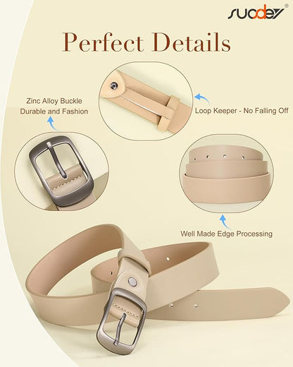 SUOSDEY Women Belts For Jeans Dresses Pants Ladies Leather Waist Belt with Elegant Buckle, Width 1.3"