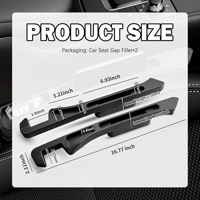 2PCS Deepened Car Seat Gap Filler Organizer,Multi-Function Car Gap Seat Filler with Dual Storage Slots & Bottom Charging Opening,No Drop Between Seats Cars Gaps Fillers Organizer