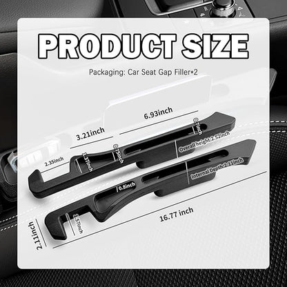 2PCS Deepened Car Seat Gap Filler Organizer,Multi-Function Car Gap Seat Filler with Dual Storage Slots & Bottom Charging Opening,No Drop Between Seats Cars Gaps Fillers Organizer