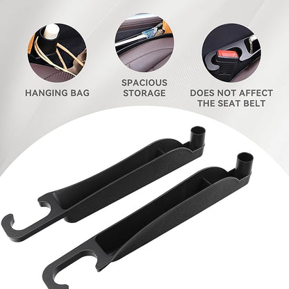 2PCS Car Seat Gap Filler Organizer, Multifunctional Seat Side Gap Filler Between Seat and Console, with Organizer & Hook Function for Avoiding Dropped Items, Universal Fits (Black)