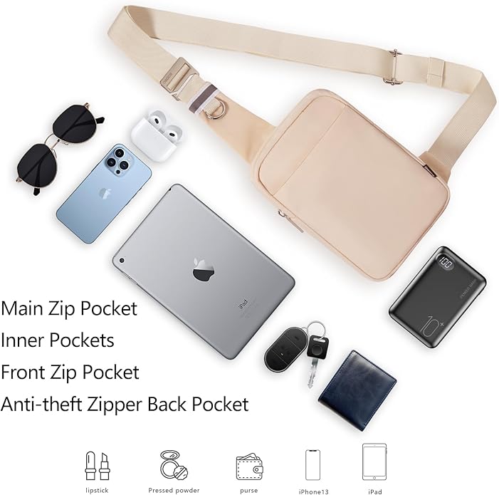 OSOCE Small Sling Bag for Men and Women with RFID Pocket, Anti Theft Crossbody Chest Bag Casual Travel Bag for Hiking