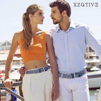 XZQTIVE Braided Belt Stretch Belt for Men and Women Multicolored Woven Golf Belt Elastic Jean Belts