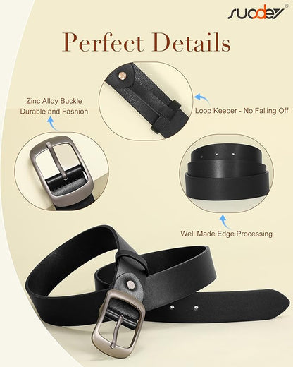 SUOSDEY Women Belts For Jeans Dresses Pants Ladies Leather Waist Belt with Elegant Buckle, Width 1.3"