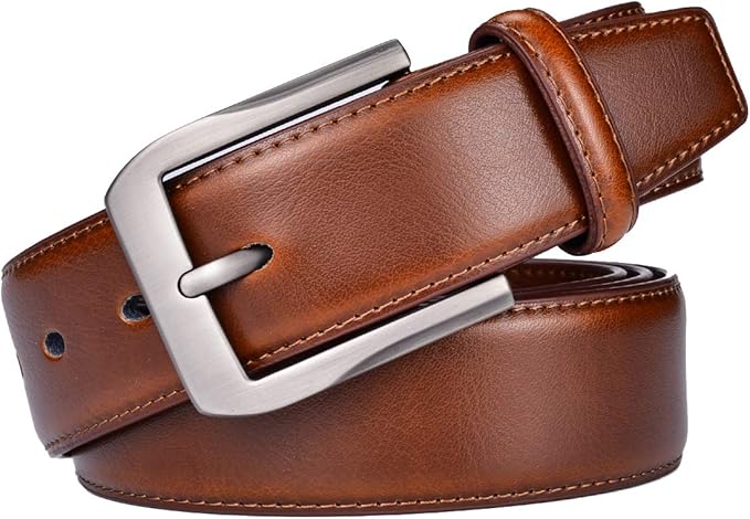 beltox fine Men’s Casual Leather Jeans Belts 1 1/2” Wide 4MM Thick Alloy Prong Buckle Work Dress Belt for Men