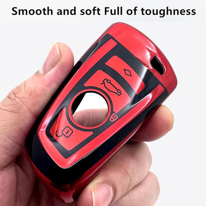Creativity Suitable For BMW key fob cover. Advanced soft TPU key box is compatible with X1 X3 X4 X5 X6 1 2 4 5 6 7 M3 M5 M6 GT3 GT5 G30 F10 F15 F16 F20 key (Type A Red single Key Case)