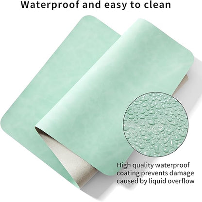Desk Pad Soft PU Leather Extra Large Mouse Pad Laptop Computer Desk Mat Table Blotter Flat Smooth Waterproof Non-Slip Desktop Protector Writing Pad for Office and Home (Light Green, 120x43cm)