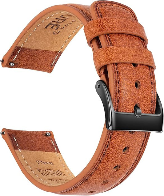 SEURE Quick Release Watch Band,Top Genuine Leather Watch Straps 19mm 20mm 21mm 22mm 24mm for Men and Women
