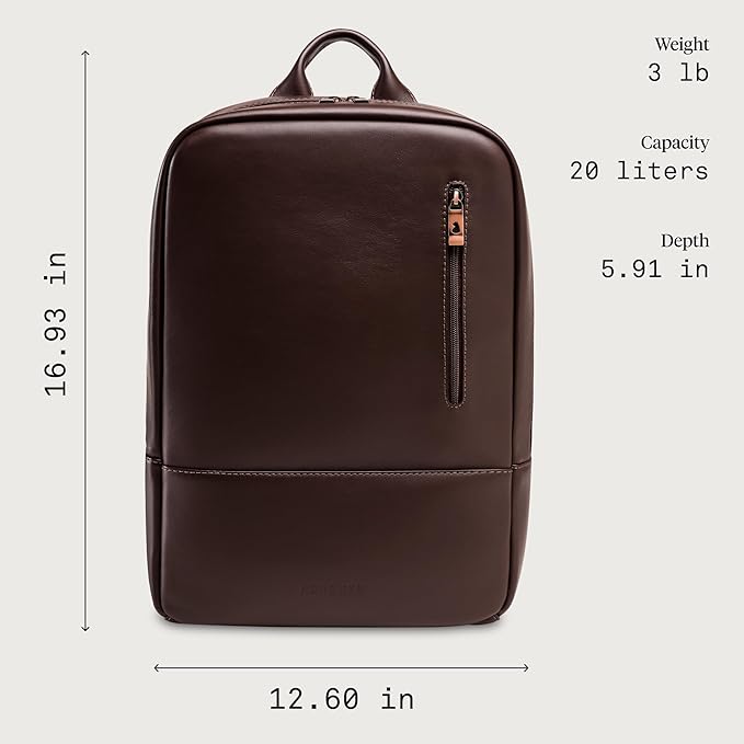 Nordweg Nomad Leather Laptop Backpack NW089A – Lightweight Daypack for Work & Travel – Fits Laptops up to 15.6” (Brown)