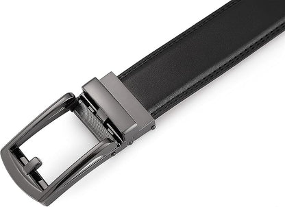 Lingli Men's Belt,Ratchet Dress Belt with Automatic Buckle Brown/Black-Trim to Fit-35mm wide