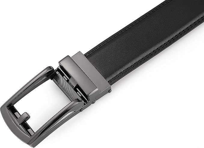 Lingli Men's Belt,Ratchet Dress Belt with Automatic Buckle Brown/Black-Trim to Fit-35mm wide