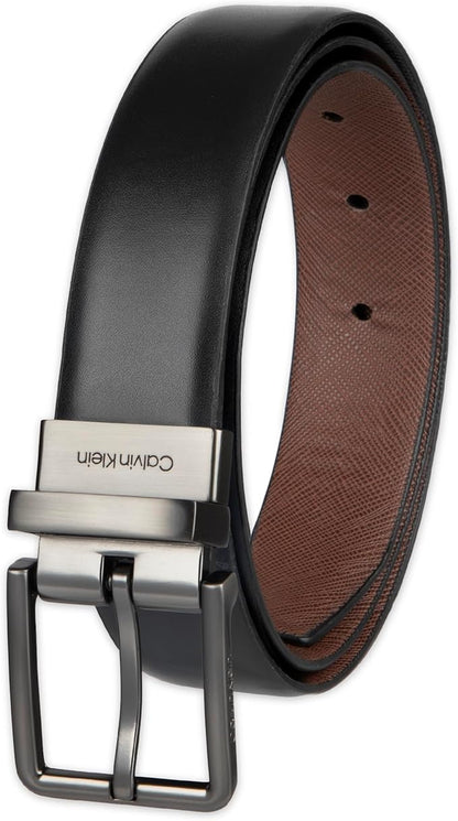 Calvin Klein Men’s Reversible Leather Belt - 2‑in‑1 Versatile Modern Style