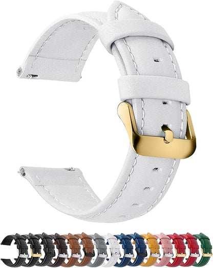 Fullmosa Watch Band, Quick Release Leather Watch Strap for Men Women, Replacement Bands Width 12mm 14mm 16mm 18mm 19mm 20mm 21mm 22mm 24mm