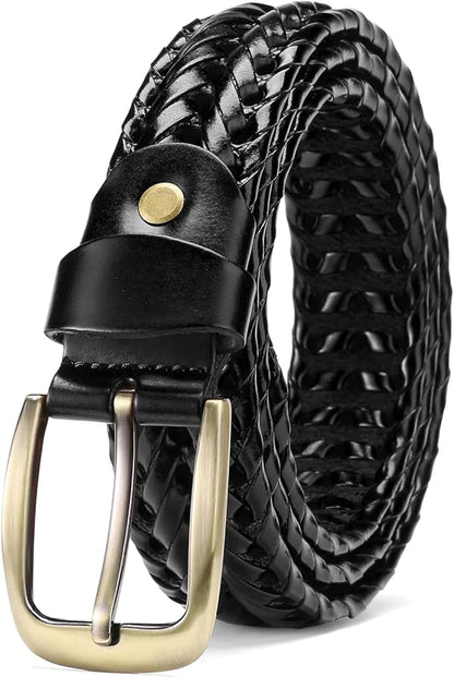 SENDEFN Leather Braided Belts for Men, 1 3/8" Casual Woven Leather Belt for Men Jeans Golf Dress Pants with Gift Box