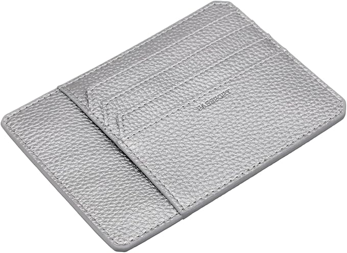 TARGAA Passport Holder, Slim Travel Wallet RFID Blocking Card Case Cover Passport Cover Protector passport sleeve Essentials with Credit Card Slots for Women/Men (Silver)
