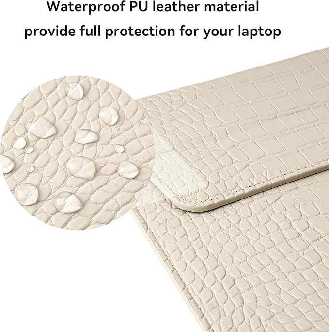 MOSISO Laptop Case 13 inch, 13 inch Laptop Sleeve Compatible with MacBook Neo 13 A18 Pro A3404 Air M4 M3 M2 M1 2026-2018 / Pro M2 M1 2026-2016, Crocodile Grain PU Leather Flap Case Bag, Beige