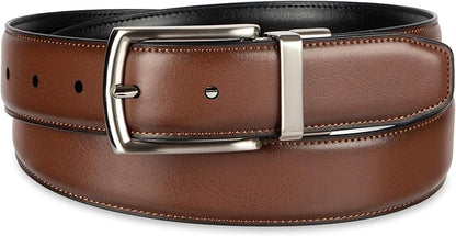 Haggar Men's 2-in-1 Reversible Leather Belt for Dress Pants, Suits, Khakis - Classic, Business Casual, Formal, Work