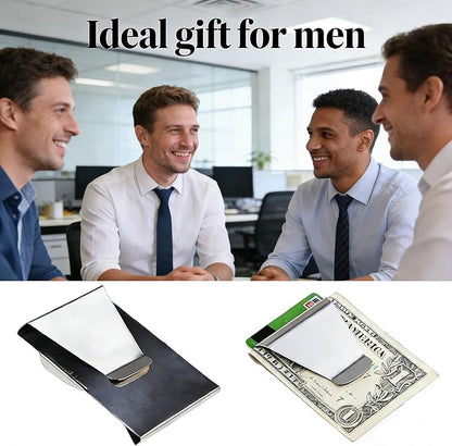 Stainless Steel Slim Clip Double Sided Wallet Money Clip,Credit Card Name Card Holder