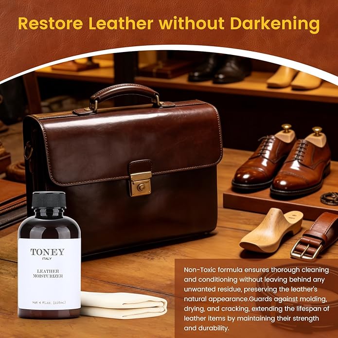 Leather Care Kit,Leather Cleaner and Leather Conditioner,Non-Toxic Leather Care Set for Purse,Leather Bag,Restore Shine,Softens,Removes Stains,Car Seats & Interior,Jackets,Shoes & Bags